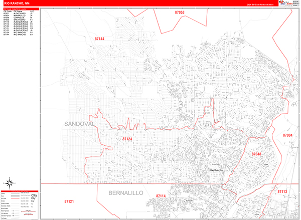 Rio Rancho Zip Code Wall Map